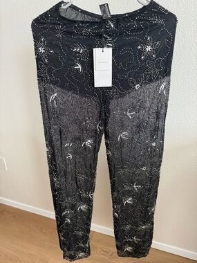 ZARA BLACK SEQUIN SHEER PANTS